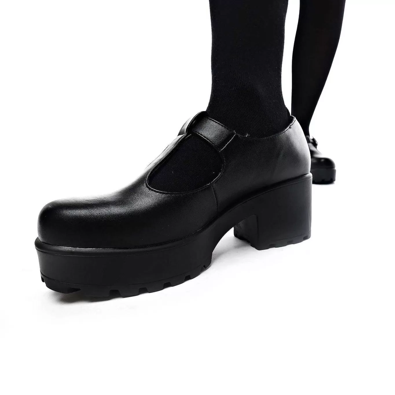 Women'S KOI footwear Black Chunky Platform Mary Jane Shoes