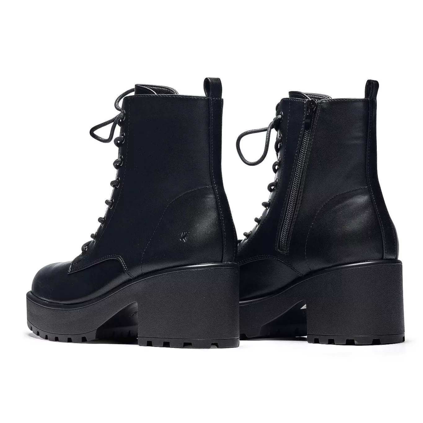 Women'S KOI footwear Black Leather Chunky Platform Military Boots In Size 10