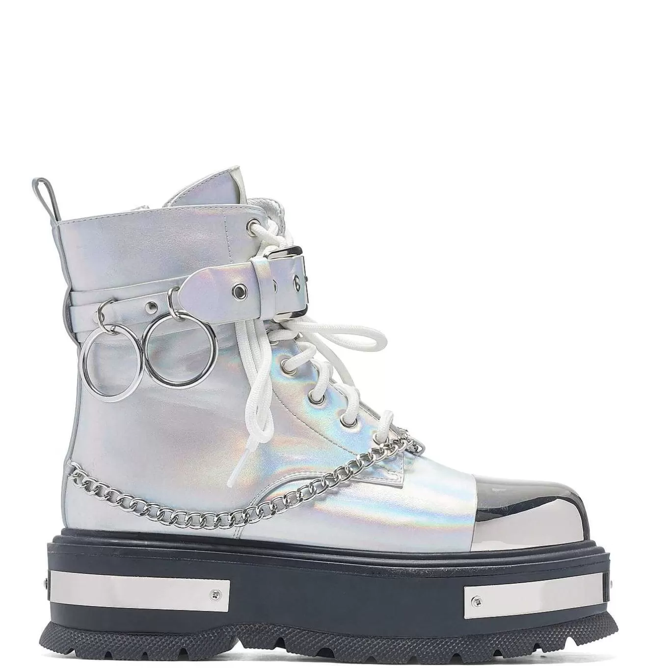 Women'S KOI footwear Borin Hardware Platform Boots - Silver Hologram