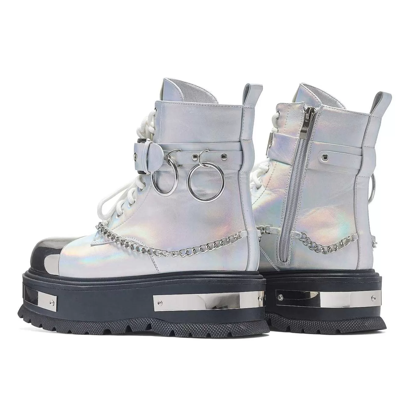 Women'S KOI footwear Borin Hardware Platform Boots - Silver Hologram