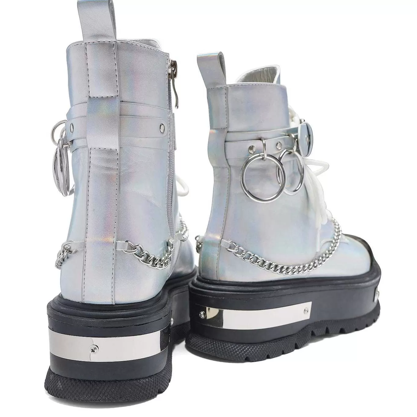 Women'S KOI footwear Borin Hardware Platform Boots - Silver Hologram