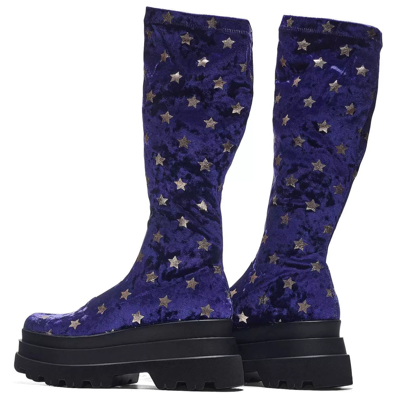 Women'S KOI footwear Celestial Dusk Trident Velvet Long Boots - Spellbound Purple | Koi