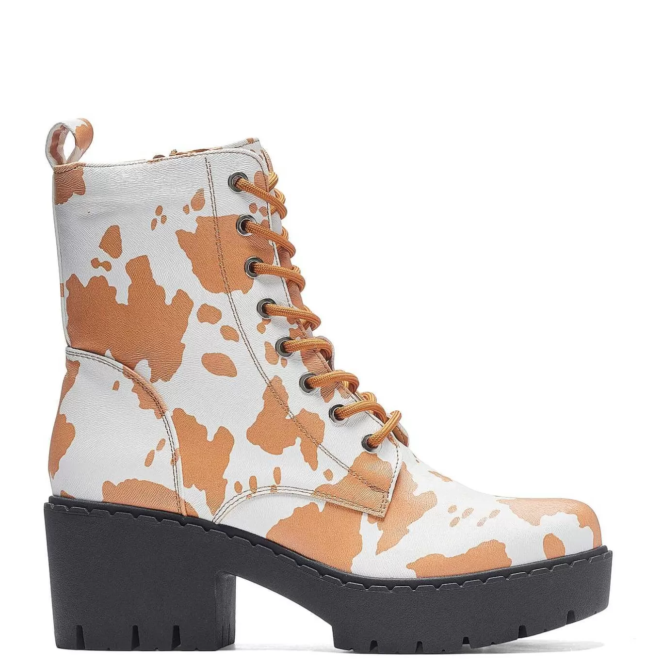 Women'S KOI footwear Clarabelle Brown Cow Print Switch Lace Up Boots