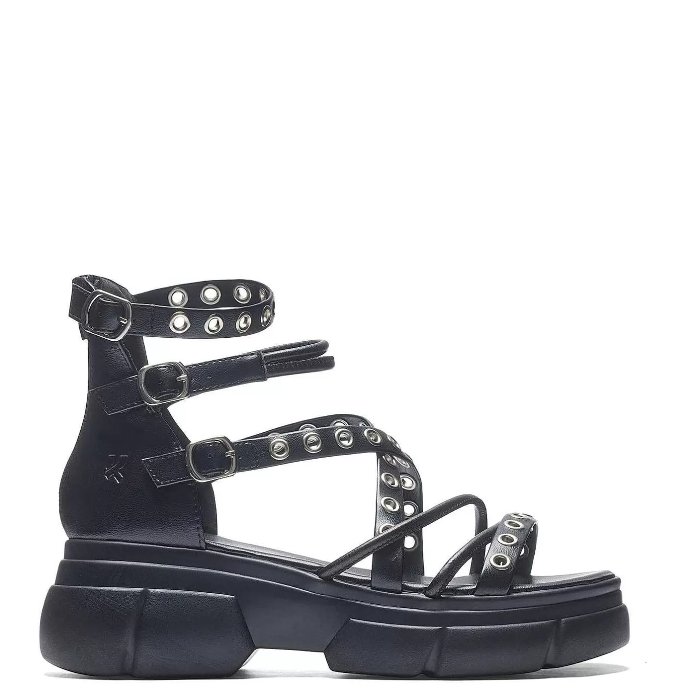 Women'S KOI footwear Dark Writings Strappy Chunky Sandals - Black