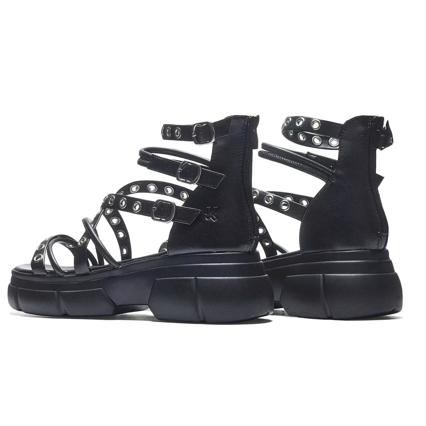 Women'S KOI footwear Dark Writings Strappy Chunky Sandals - Black