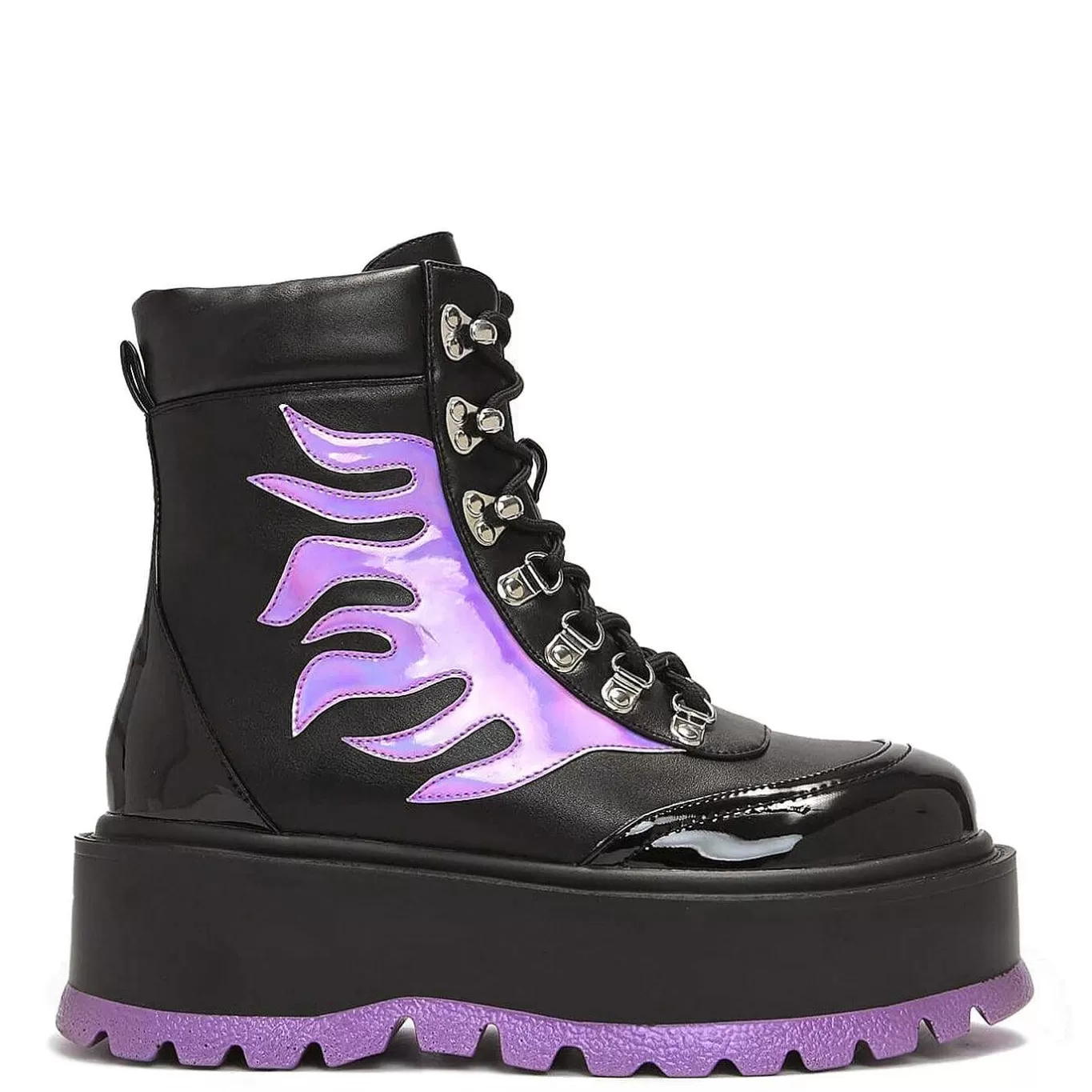 Women'S KOI footwear Helios Purple Hologram Flame Boots