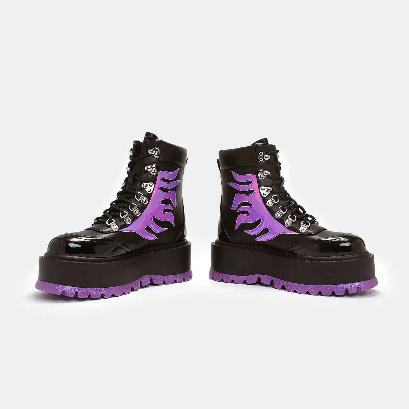 Women'S KOI footwear Helios Purple Hologram Flame Boots