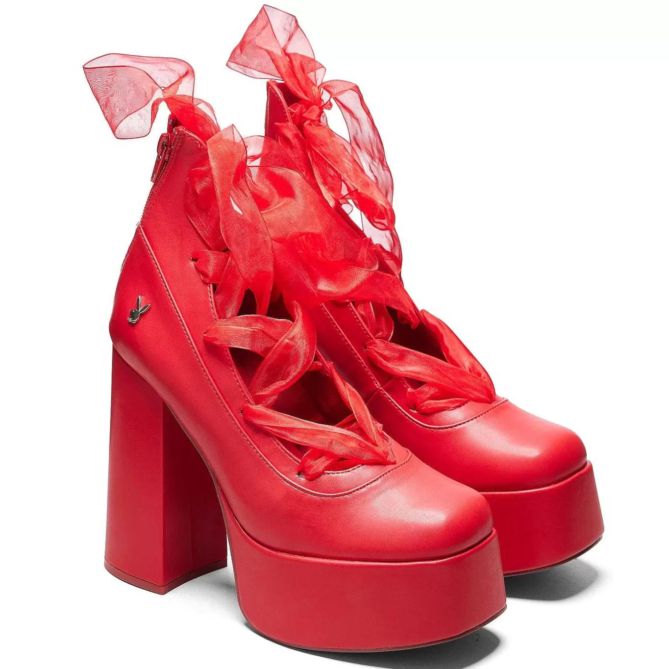 Women'S KOI footwear Playboy Infidelity Red Lace Up Heels | Playboy X Koi Collection