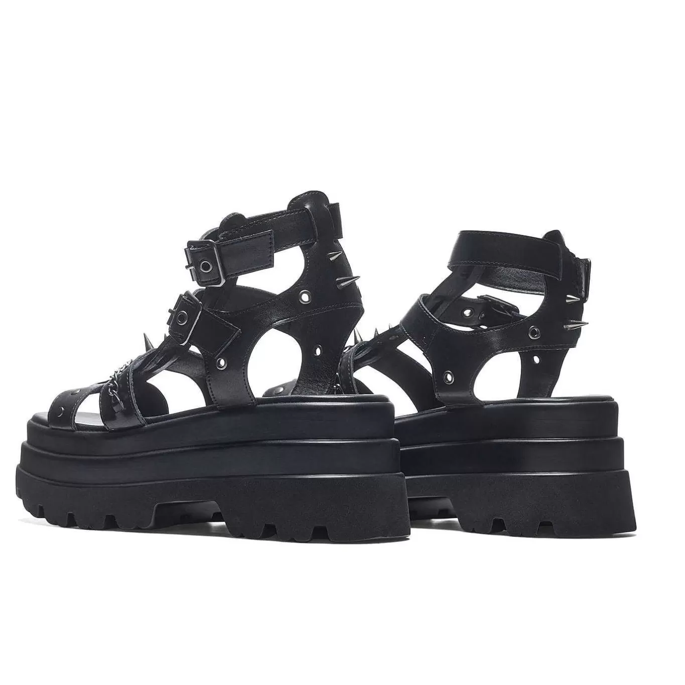 Women'S KOI footwear The Divine Destruction Spiked Chunky Sandals - Black