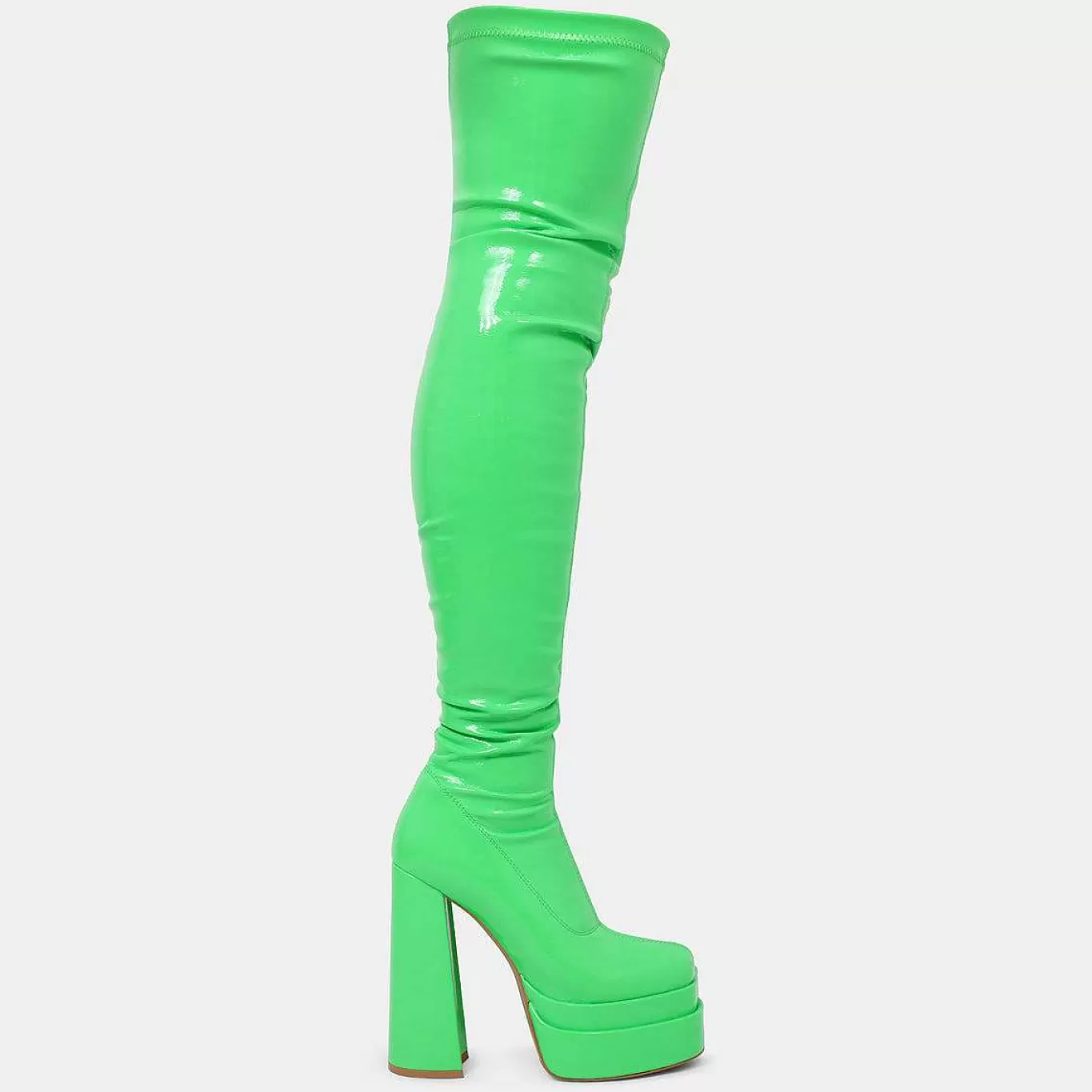 Women'S KOI footwear The Redemption Green Stretch Thigh High Boots