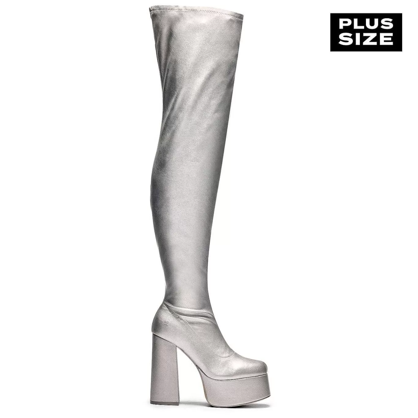 Women'S KOI footwear The Redemption Plus Size Thigh High Boots - Silver