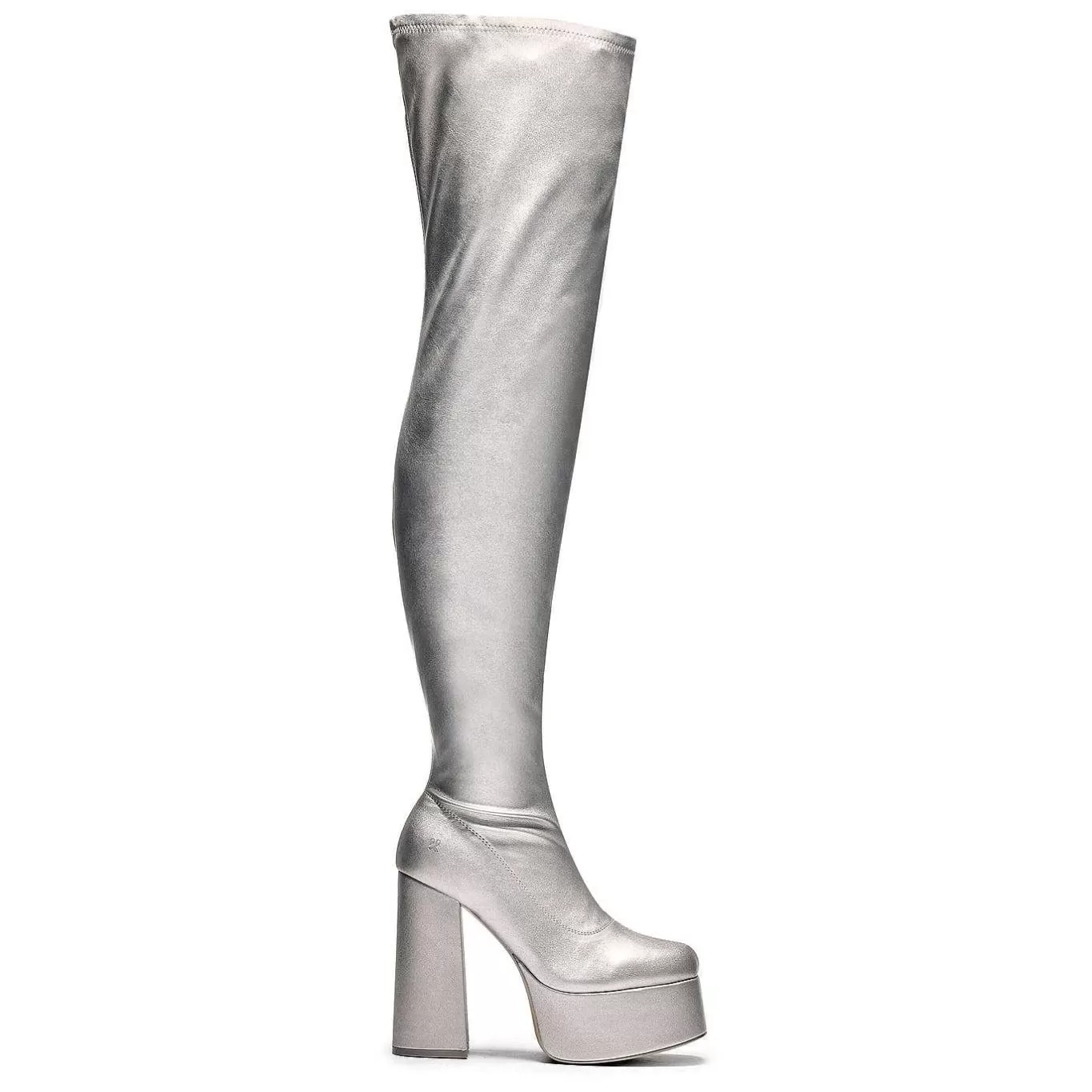 Women'S KOI footwear The Redemption Plus Size Thigh High Boots - Silver