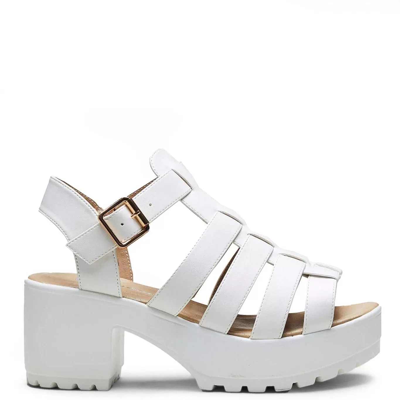 Women'S KOI footwear White Chunky Platform Cleated Strappy Sandals